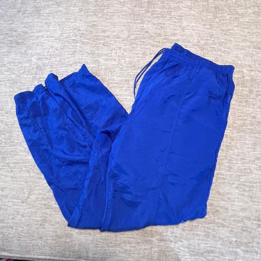 Vintage Reebok Nylon Track Pants Blue Size M Made in Taiwan 80s 90s Retro
